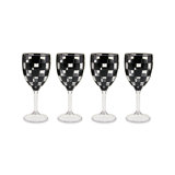 Black Check Acrylic Wine Goblets