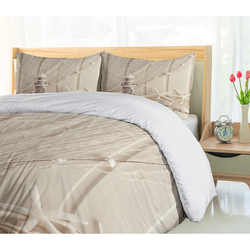 Beige Cream Marine Theme King Duvet Cover Set
