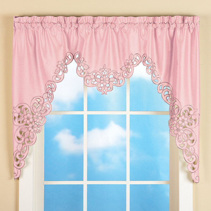 Britton Silk Swag Window Valance, Rose, 35.25" W x 58" L