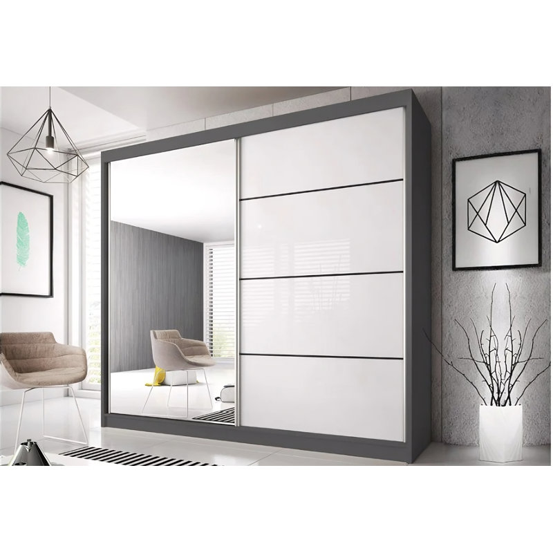 Gulledge 2 Door Manufactured Wood Wardrobe, 86" H x 92" W x 24" D, White/White