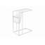 Table moderne, en forme de C, bout, côté, collation, rangement pour magazines, salon, chambre à coucher, aspect cuir blanc, métal, contemporain
