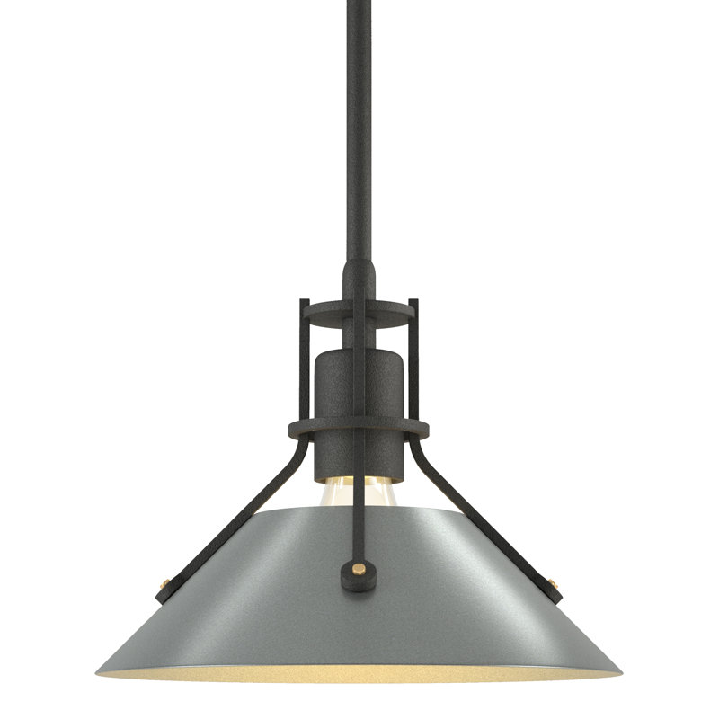 Henry 1 - Light Single Cone Pendant, Sterling, Natural Iron, 54.7'' H X 9.2'' W X 9.2'' D