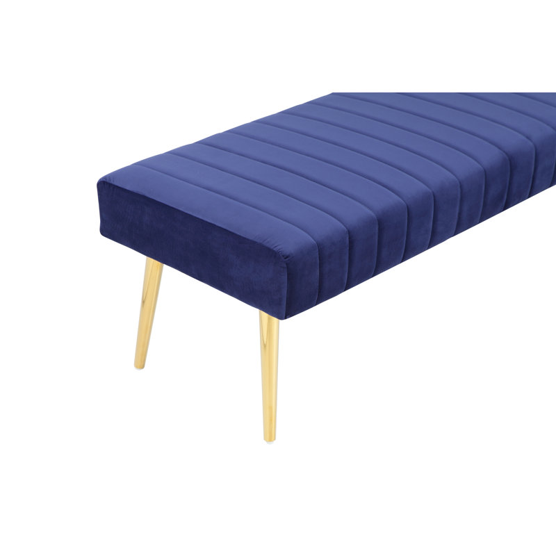Hilda Faux Leather Upholstered Bench, Navy Blue