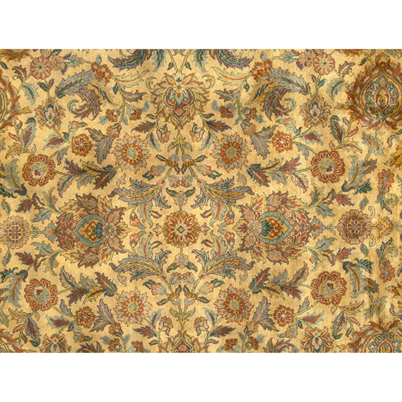 Hand Knotted Wool Area Rug in Gold