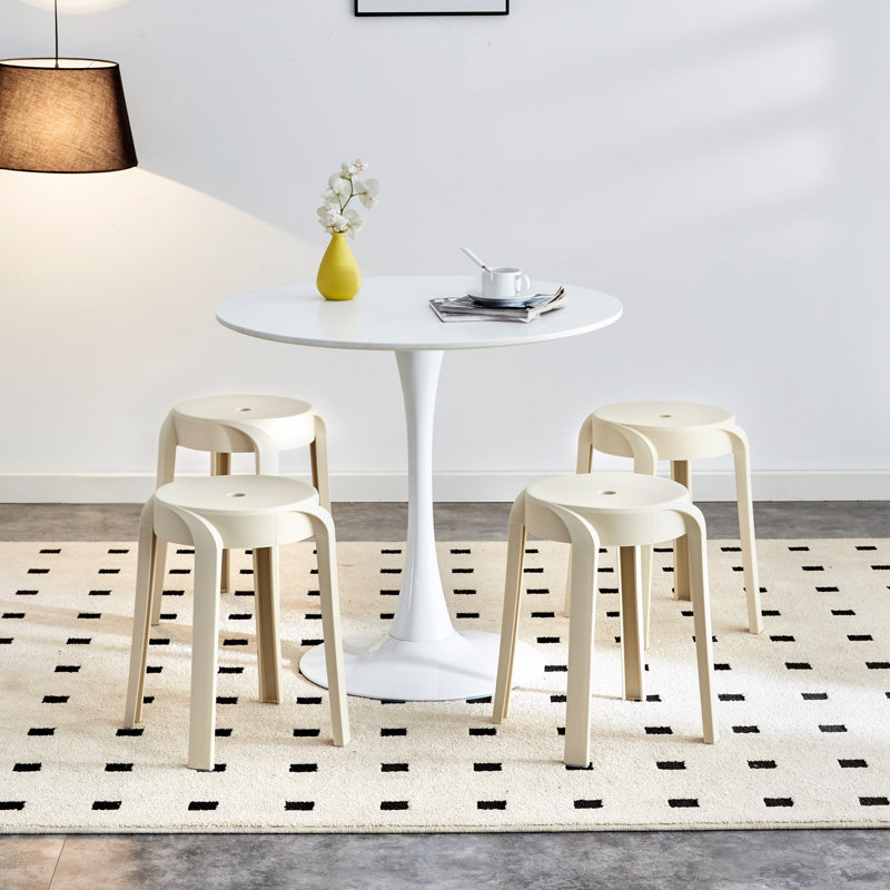Ensemble de 6 chaises empilables en plastique, Beige