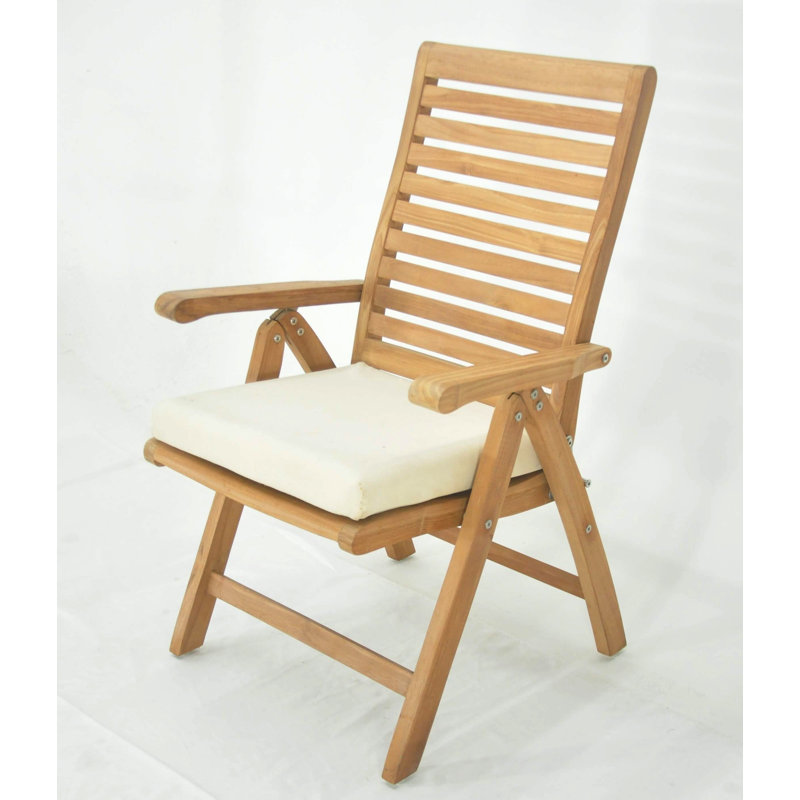4 Seats 5 Pcs Grade-A Teak Wood Dining Set: 60" Round Table And 4 Ashely Folding Reclining Arm Chairs #11AS1204, 6