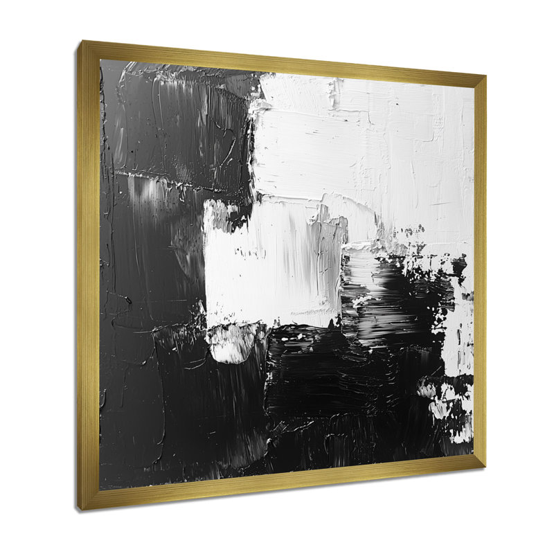 Nushrat monochromatique dérive des ombres dans le noir IV - Art mural transitionnel moderne abstrait, H 30 po x l 30 po, Doré