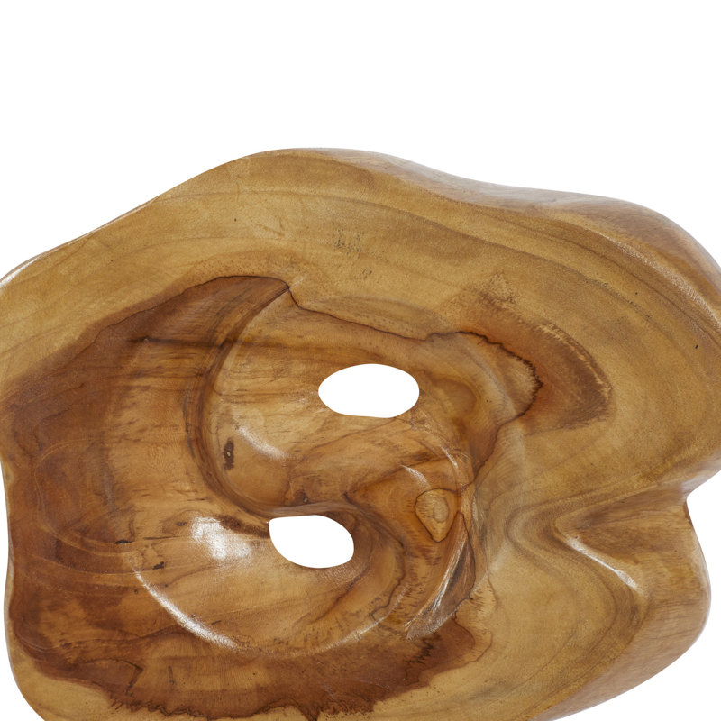 Brown Teak Wood Live Edge Abstract Tabletop Sculpture