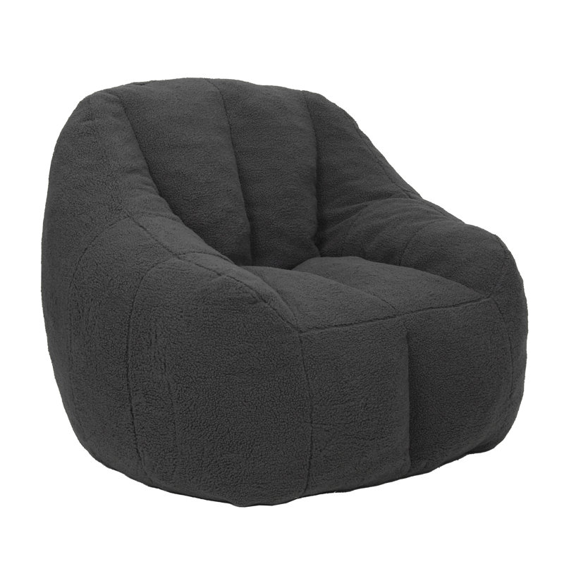 Bean Bag Chair With Filler, Dark Gray Teddy