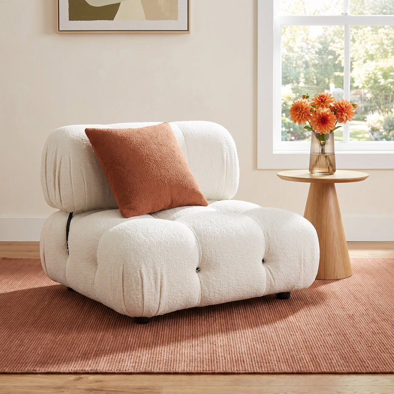 Mio Upholstered Slipper Chair, Ivory Boucle