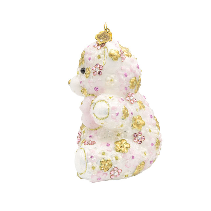 4.75'' Handmade Hanging Figurine Ornament, White/Gold/Pink