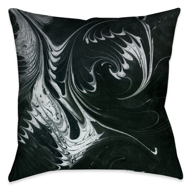 Coussin décoratif à imprimé graphique en marbre noir et blanc, Intérieur