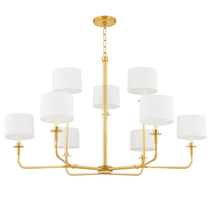 Paramus 8 Light Chandelier, Antique Brass