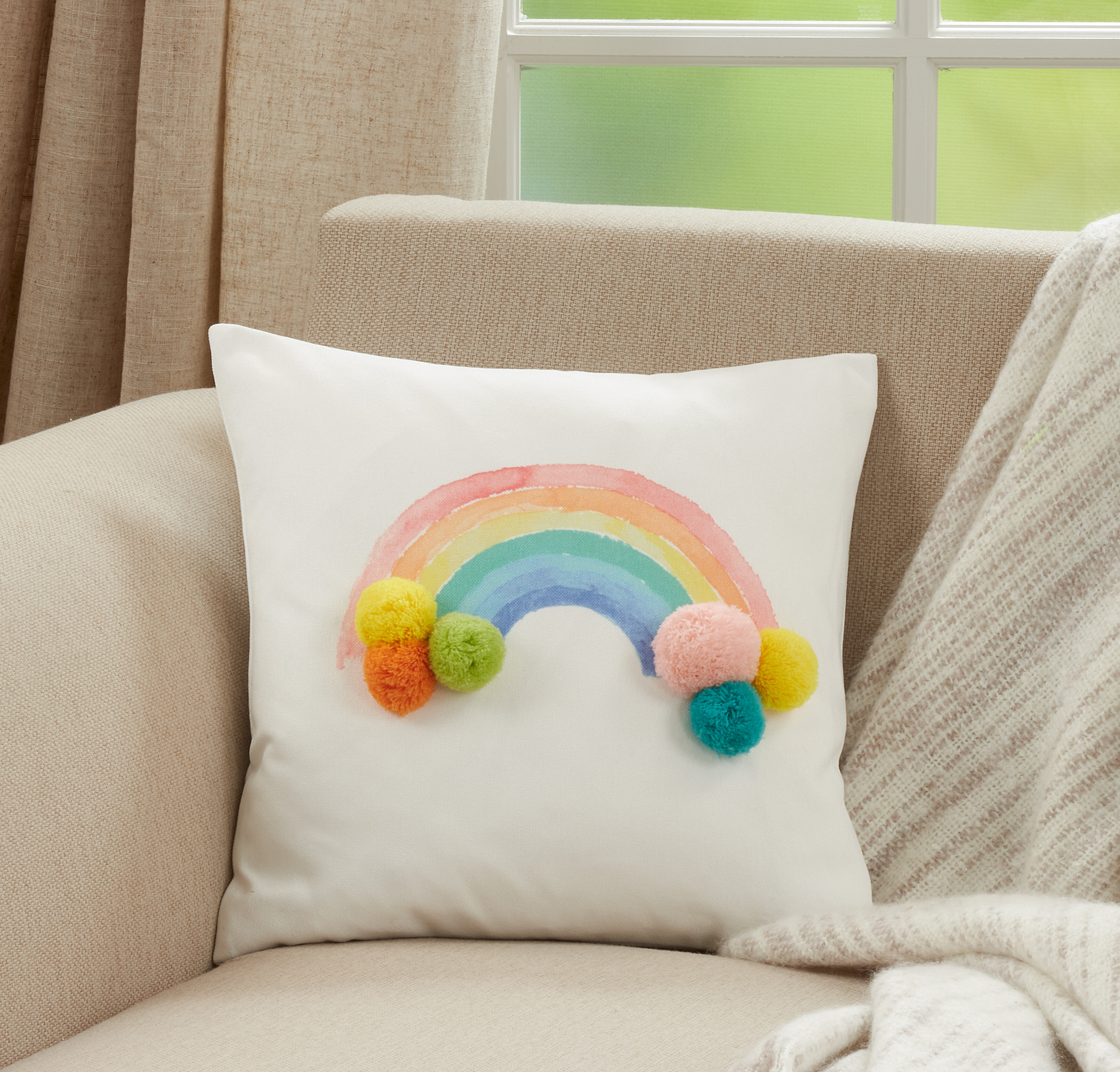 Peppery Home Sun, Rainbow, Cloud Plush Cushions pillows for