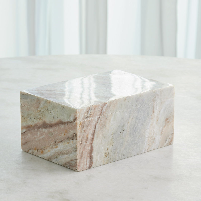 Boîte décorative faite à la main en marbre, H 4,75 po x l 10 po x P 7 po