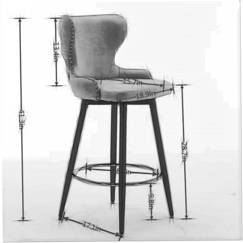 Tabouret 28,7 po Deangelio, Velours orange
