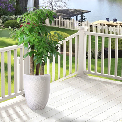 Pot de fleurs en céramique blanc fait à la main de l 16,54 po x H 21,26 po, grand pot de fleurs d'intérieur et d'extérieur pour plantes en pot, arbres et décoration de jardin, argile respirante avec trou de drainage