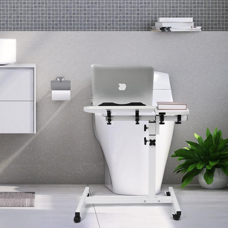 27.5'' H x 23.23'' W Laptop Cart with Wheels, White