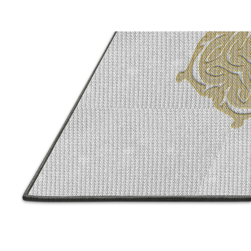 Tapis doré / blanc Power Loom, Rectangle 3 pi x 5 pi