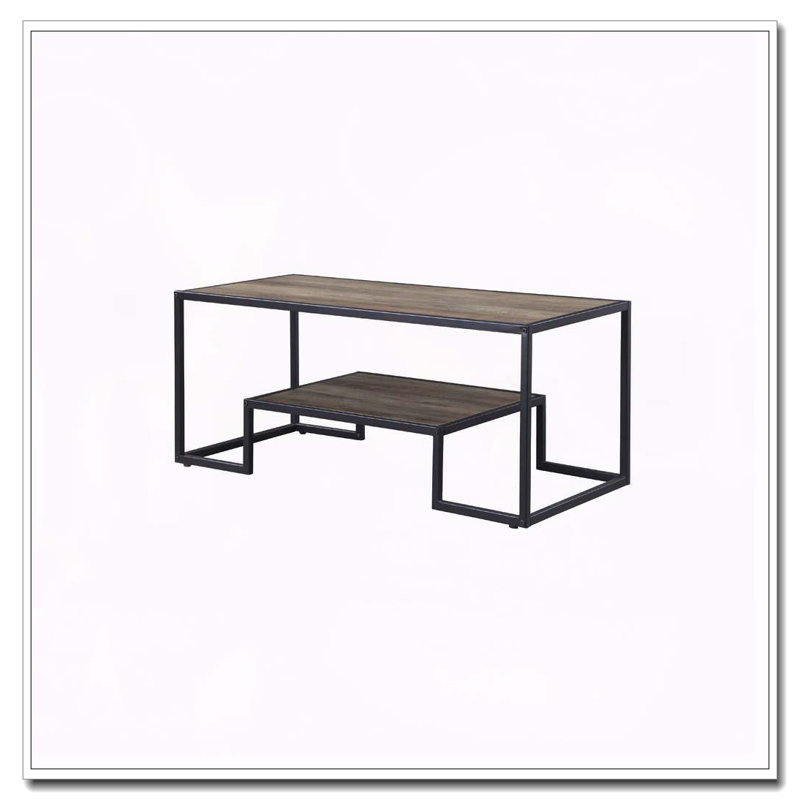 Rustic Oak And Black Coffee Table With Shelf