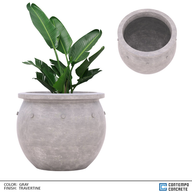 Jardinière Zena, Travertin gris, H 24 po x l 36 po x P 36 po