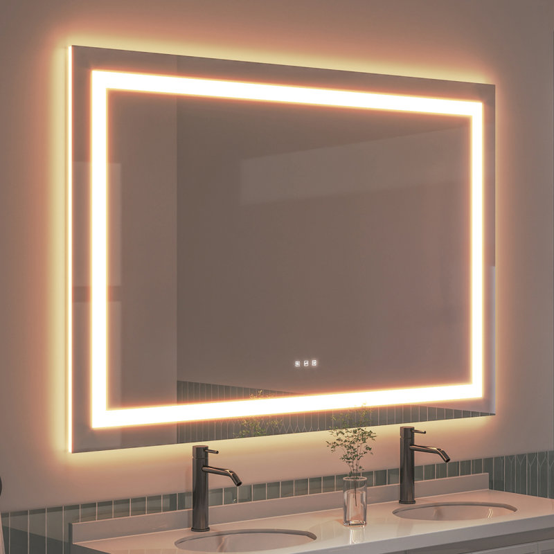 Frameless LED Light Anti-Fog Wall Bathroom Vanity Mirror with Backlit & Frontlit, 40" x 60"