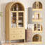Grand garde-manger arqué 71 po, armoires arquées en bois de style campagne moderne avec portes en verre trempé et 2 grands tiroirs et tablettes réglables