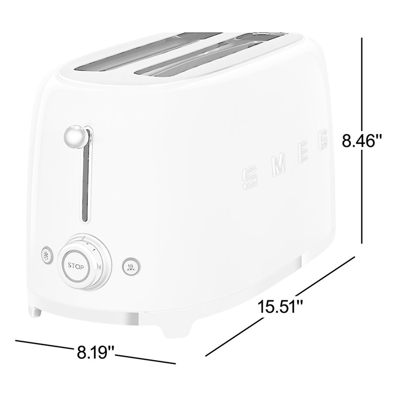 SMEG 50's Retro Style Aesthetic 4 Slice Toaster, Black