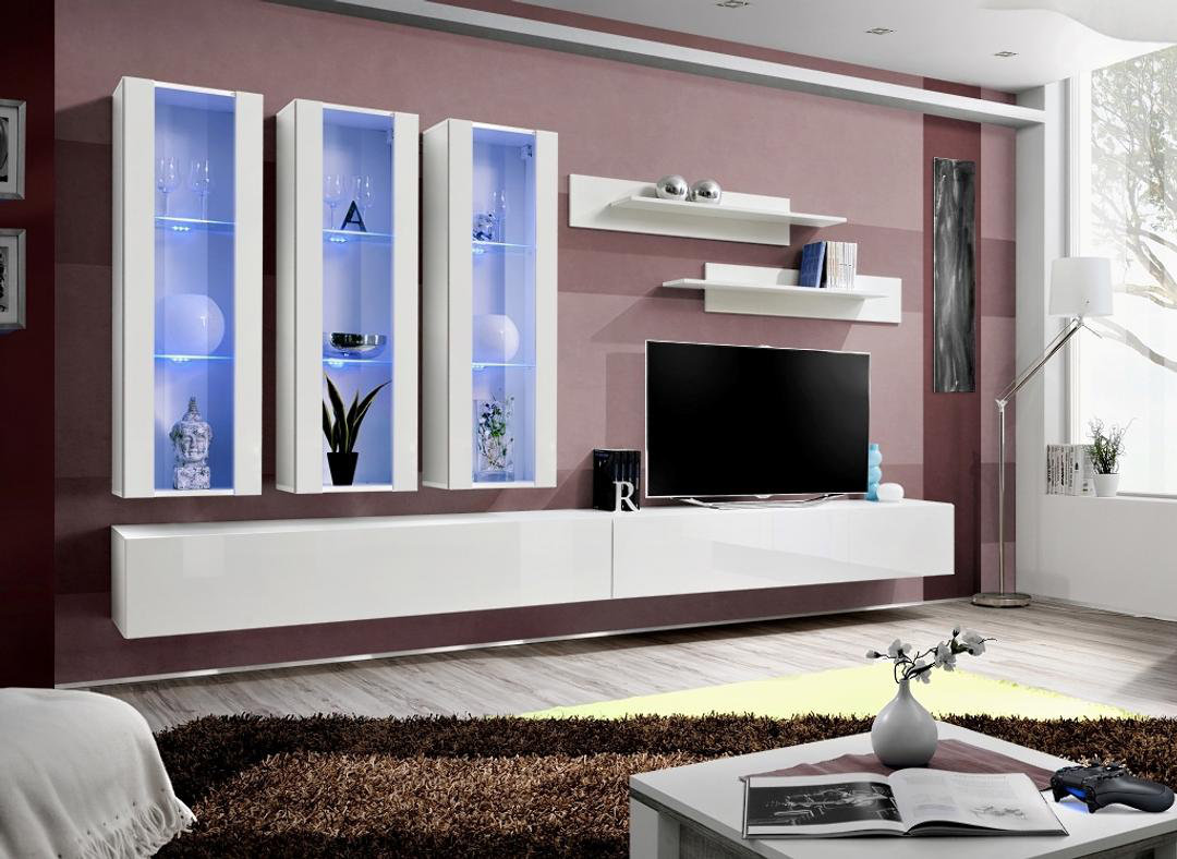 Fly E3 Black Entertainment Unit 320cm - Dramatic LED Display Wall for TVs Up To 75 Inch