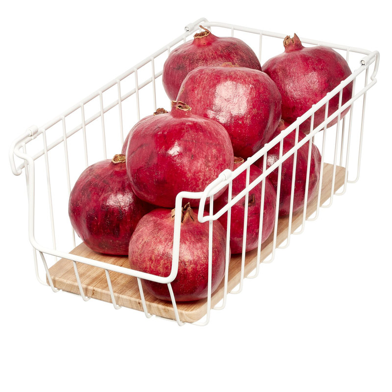 Wire & Wood Open Front Kitchen Pantry And Cabinet Organizer Bin, 10” X 8” X 6”, 5.79" H x 7.96" W x 15.64" D