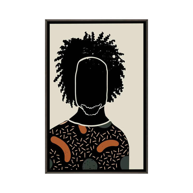 «Black Hair IX», reproduction d'impression, Toile encadrée de bois rustique foncé, Pas de tapis, H 32 po x l 48 po x 1,5 po