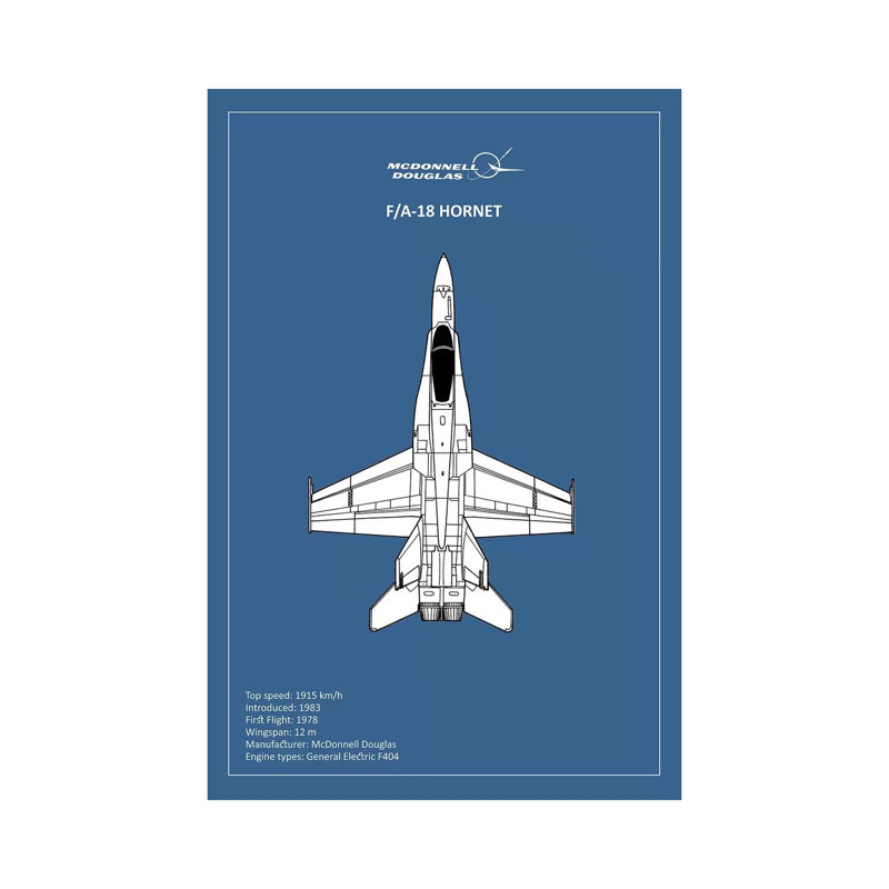 BP FA18 Hornet 1 Piece Wall Art on Canvas, 30.48 cm H x 45.72 cm W, Wrapped Canvas