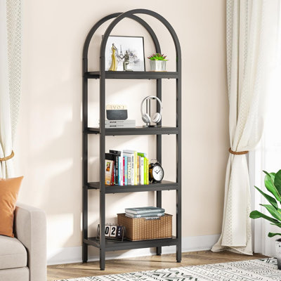 70.86" Tall 4-Tier Industrial Arched Open Bookshelf Storage Rack