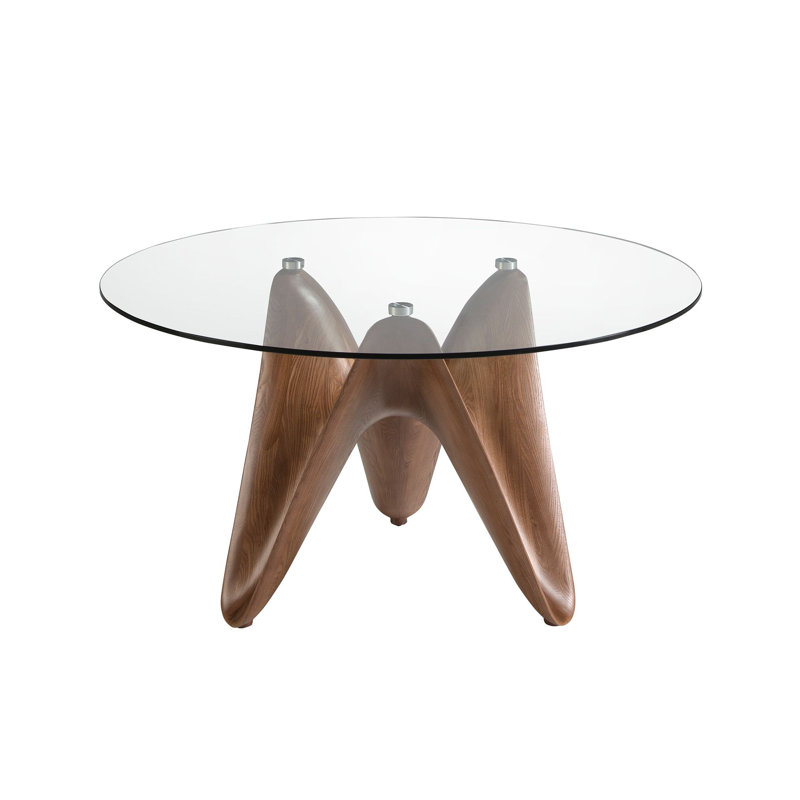 Round Glass Top Dining Table, 140cm H x 75cm W x 76cm D