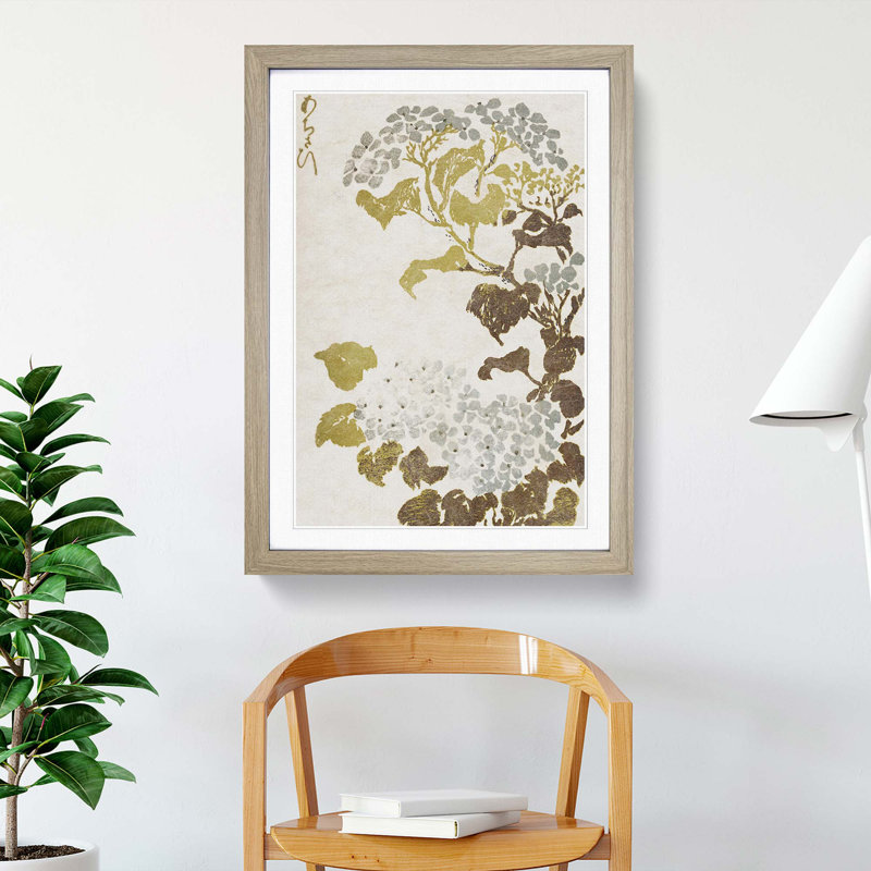 Hydrangea Flowers - Framed Print, 65cm H x 48cm W x 2cm D, Oak Framed