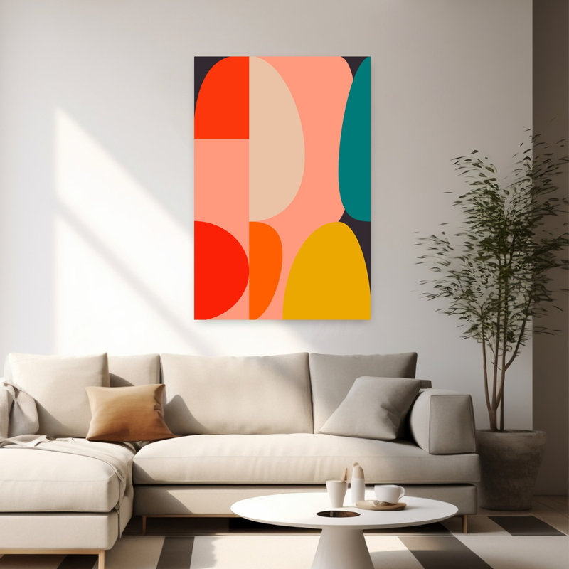 Art contemporain abstrait géométrique coloré, H 60 po x l 40 po