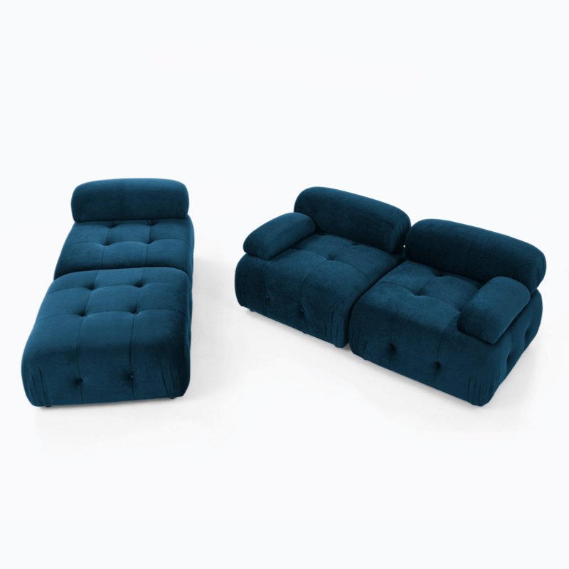 Modular Sectional Sofa, Button Tufted Designed And DIY Combination,L Shaped Couch With Reversible Ottoman, Green Velvet
