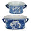 Ensemble de 2 pots à fleurs en porcelaine, blanc et bleu, 20, 14 pouces