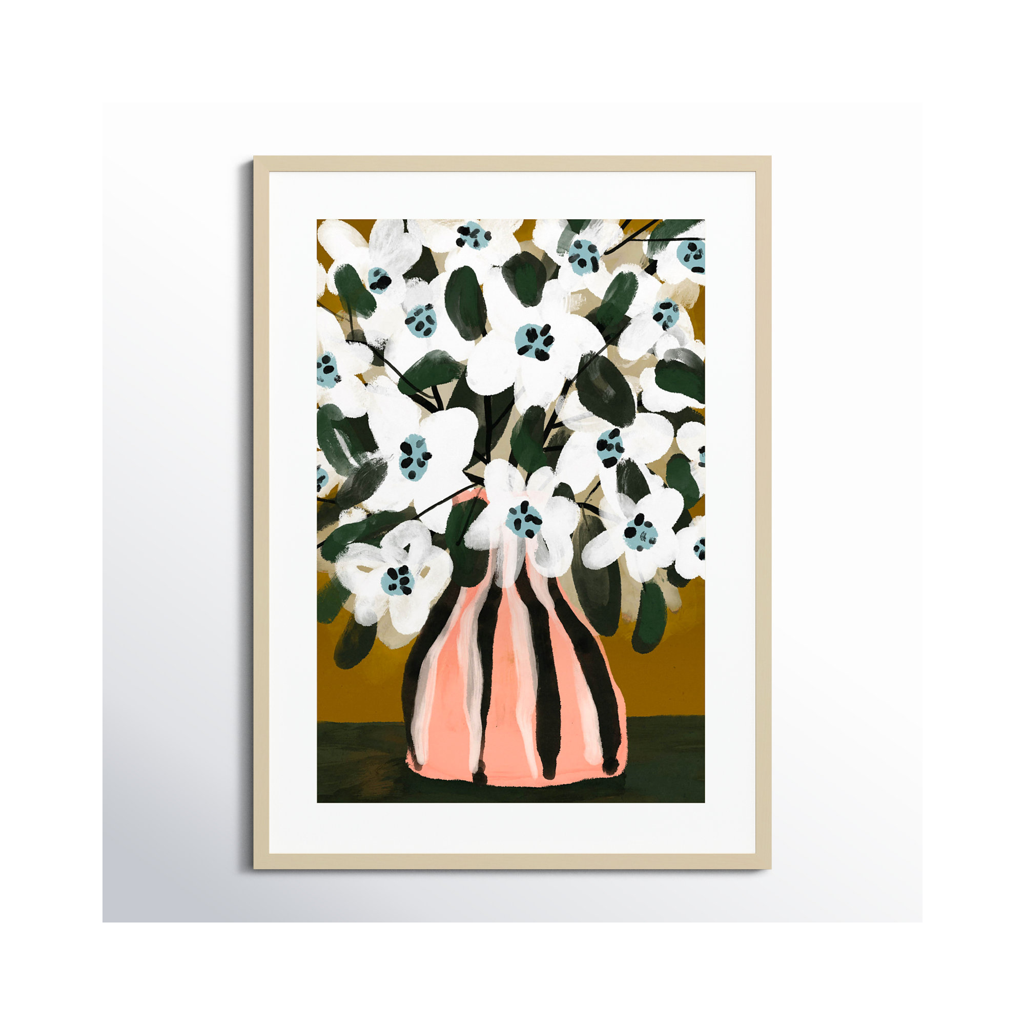 Pastel Flower Impression No 9 by Treechild Wood Framed Wall Art Print, Brown, 41" H x 30" W