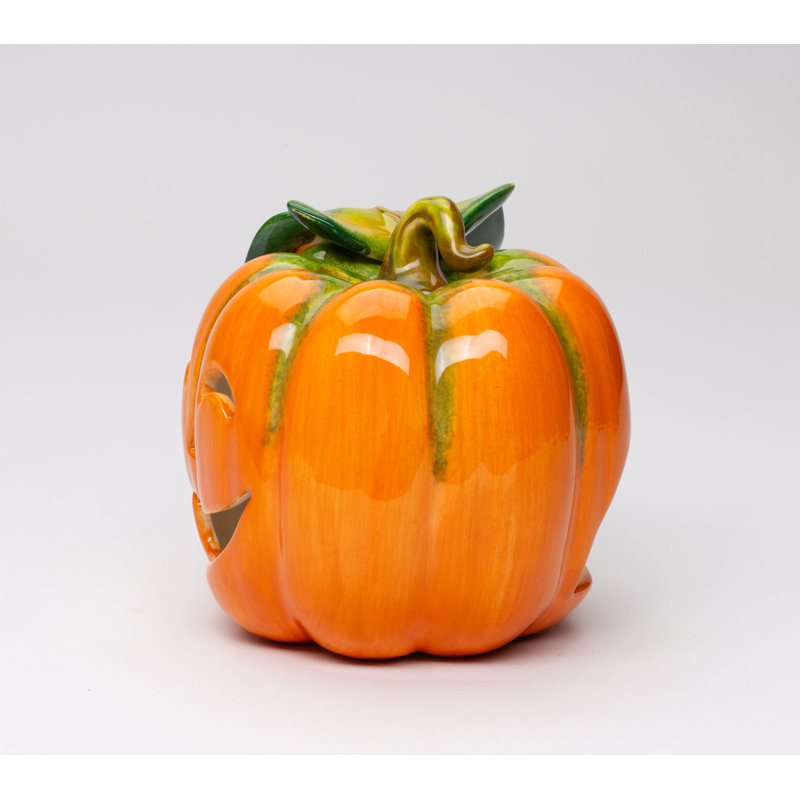 Porte-bougie chauffe-plat en céramique en forme de citrouille orange - 10,8 cm (4 1/4 po) de hauteur