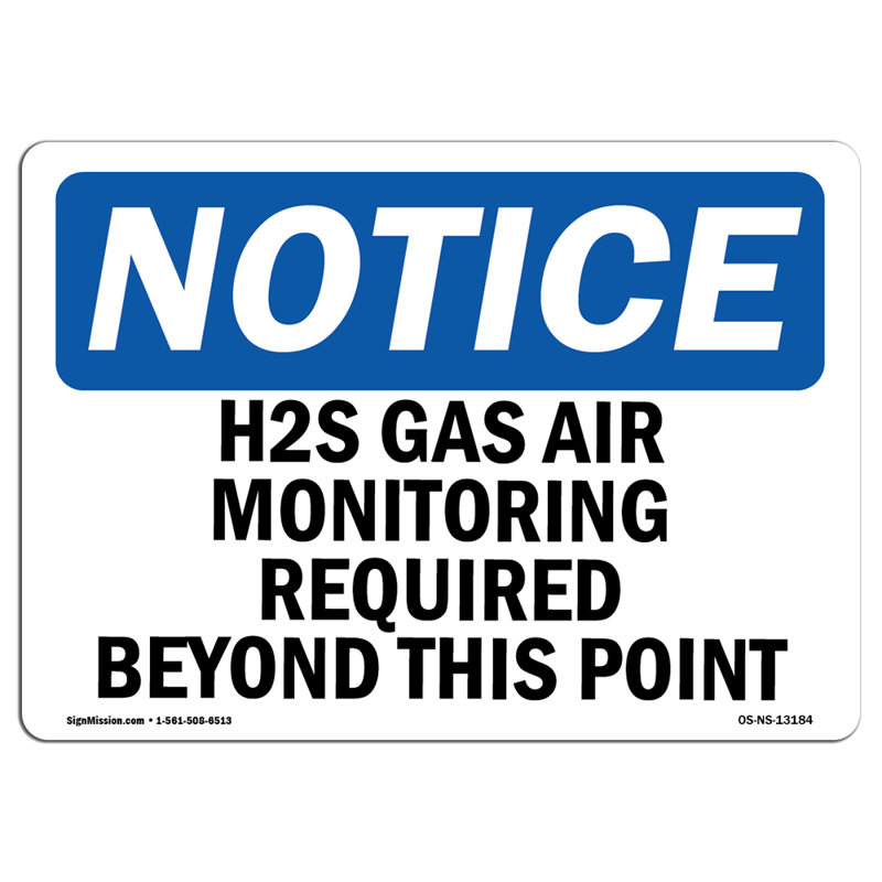 Panneau de contrôle de l'air H2S gazeux requis au-delà de ce point 14 po x 10 po