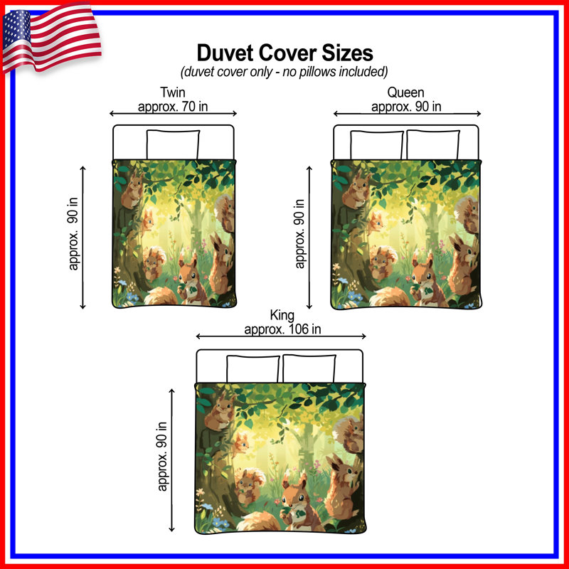 Squirrels In Forest Duvet Covers, Queen