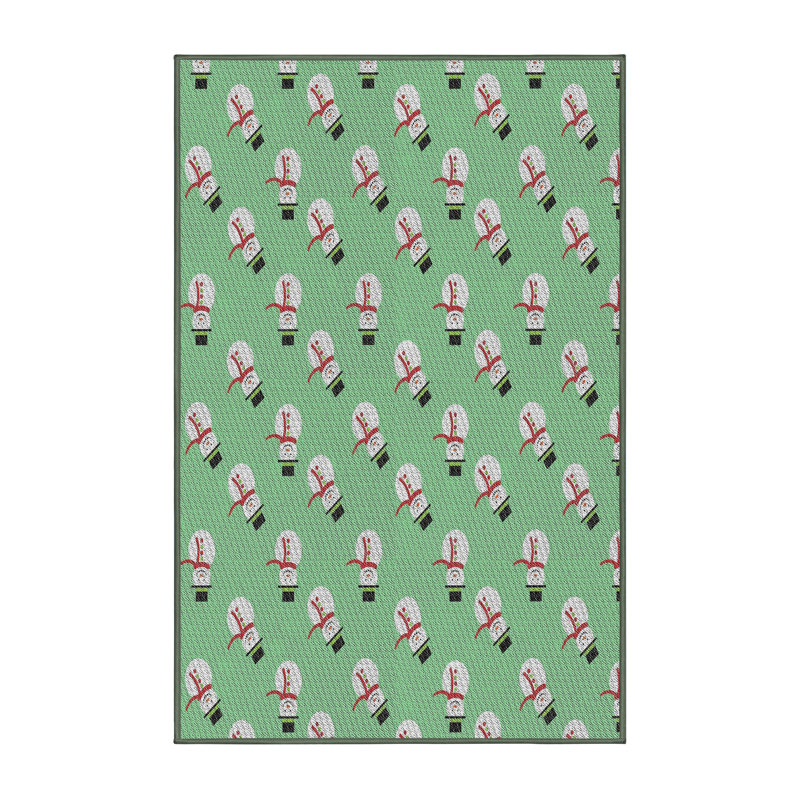 Tapis vert/rose/jaune à motif, Rectangle 5 pi x 8 pi