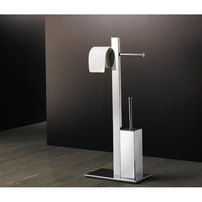 Sylvie Free Standing Toilet Roll and Brush Holder