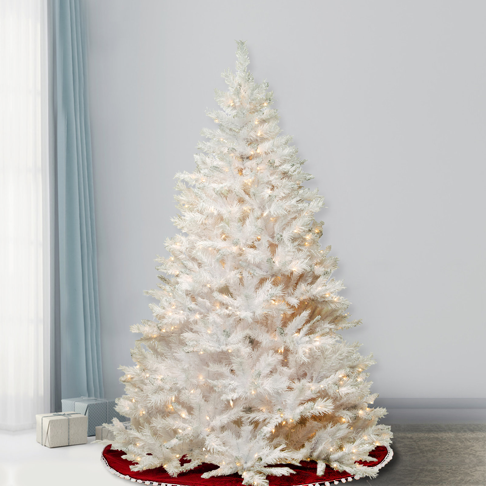 Pre-Lit White Pine Christmas Tree, 7.5'