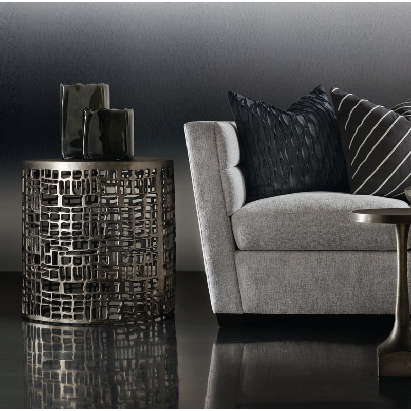 Graphite Round Metal Geometric End Table