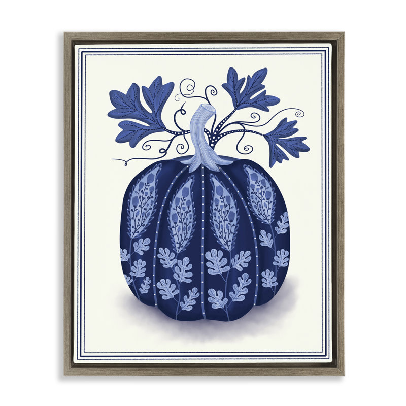  Art mural sur toile à motif citrouille par Darlene Seale, H 21 po x l 17 po, Cadre flottant orme Montalcino