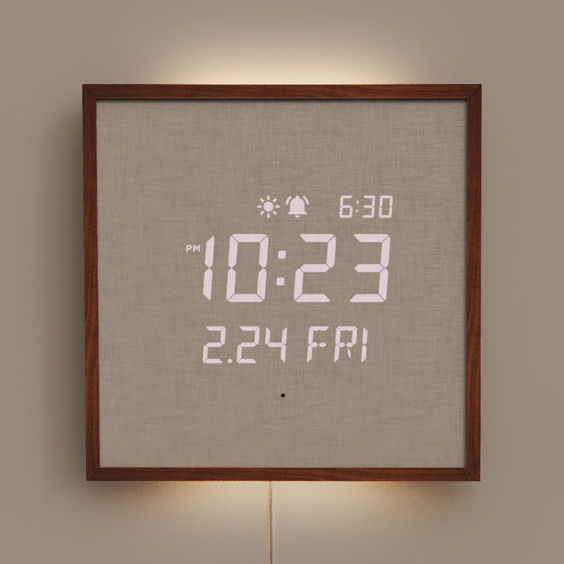 Horloge murale silencieuse à DEL en bois avec télécommande, veilleuse rétroéclairée, horloge murale numérique moderne