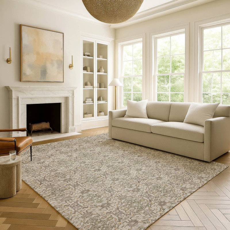Machine Washable Indoor/Outdoor Chantille ACN2917 Lattice Rug, Beige, 9' x 12'