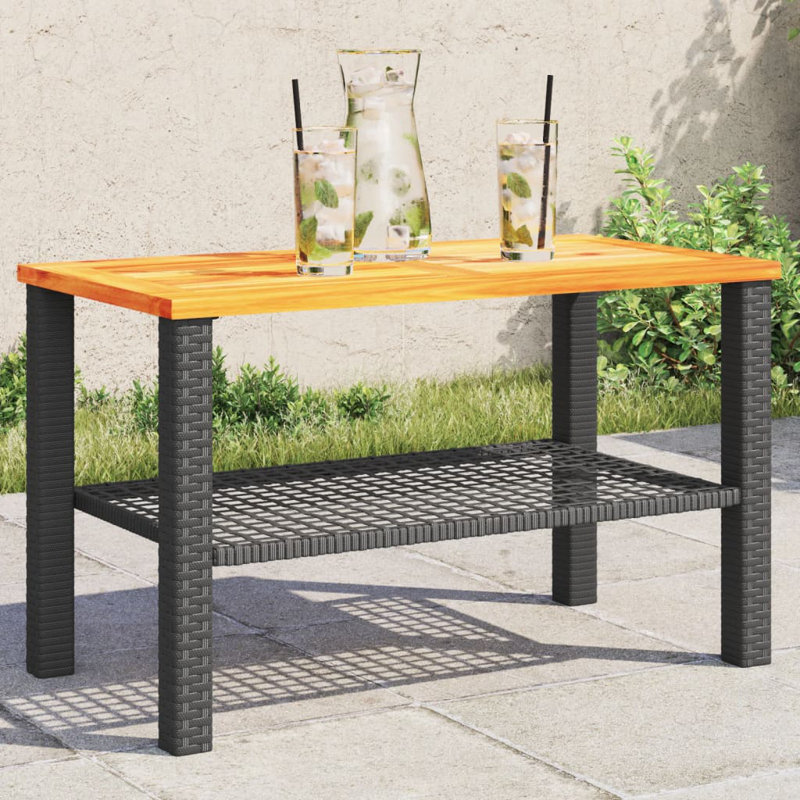Bay Isle Home? Table de patio en rotin et bois d'acacia, Noir / brun